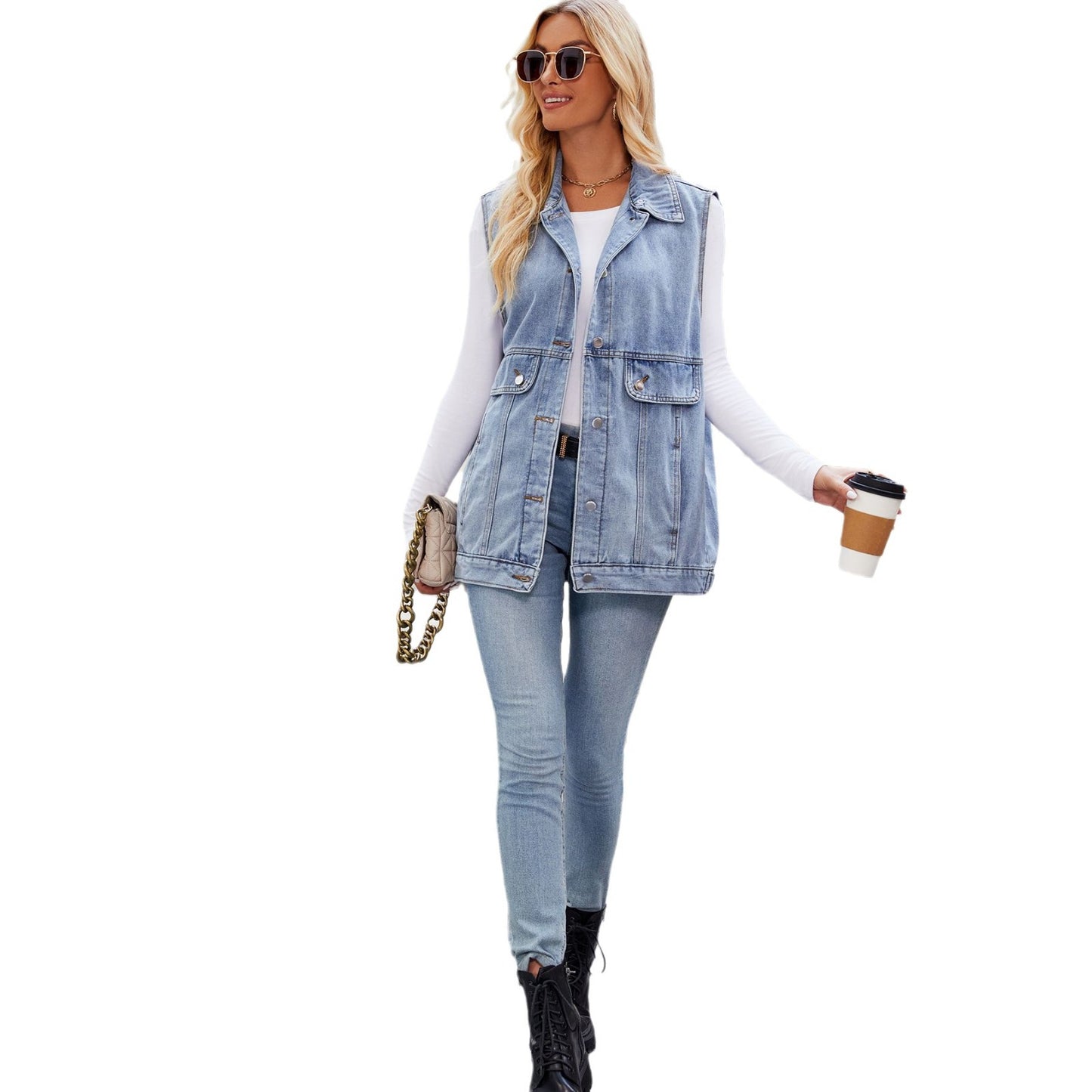 Women's Denim Waistcoat Summer Fashion Trendy Sleeveless Women's Vest