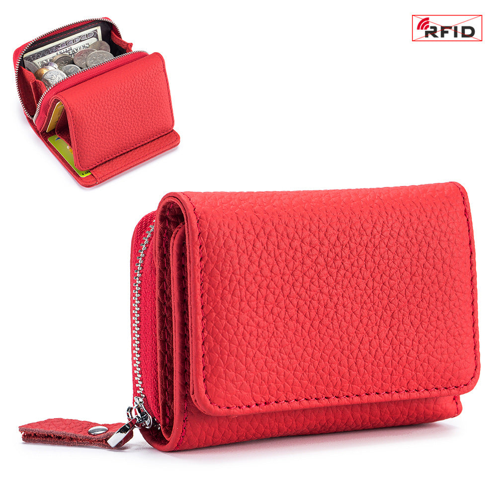 Women's Genuine Leather Style Short Three-fold Mini Ladies Wallets
