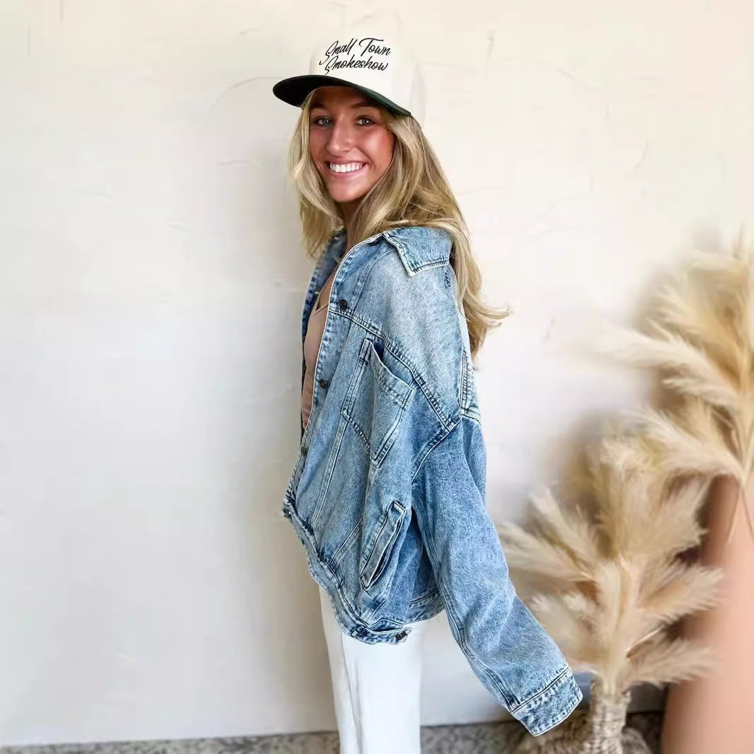 Women's Trendy Russian Denim Pocket Loose Jackets