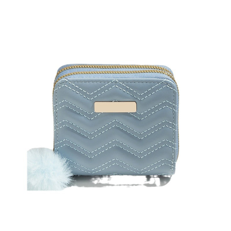 Double Layer Zipper Fashion Embroidery Plush Ladies Wallets