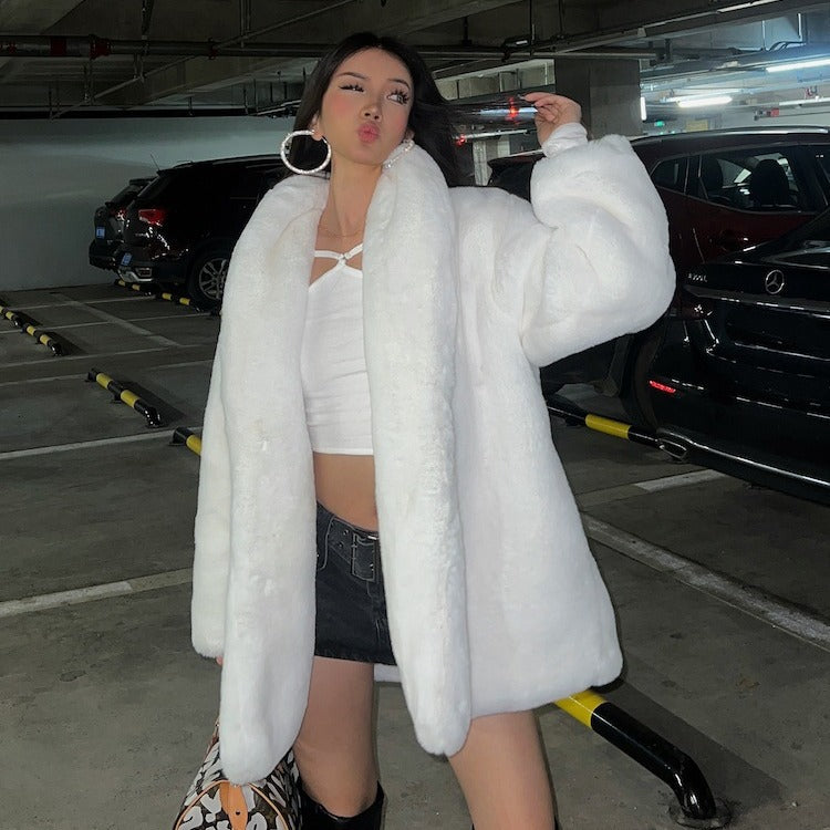 Thick Warm White Fur Scarf Collar Plush Imitation Coats