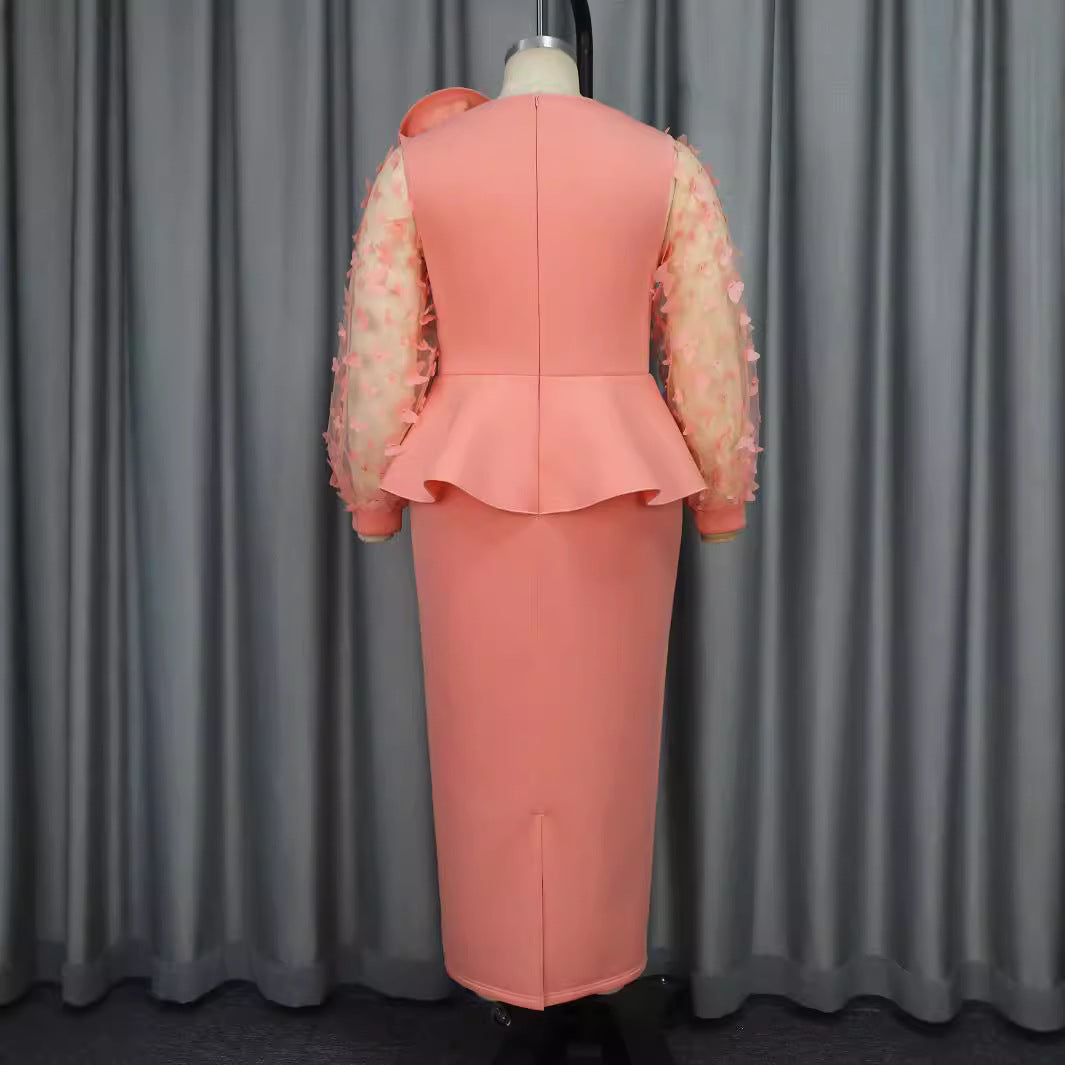 Style Pink Dress Fashion Sleeve High Dresses