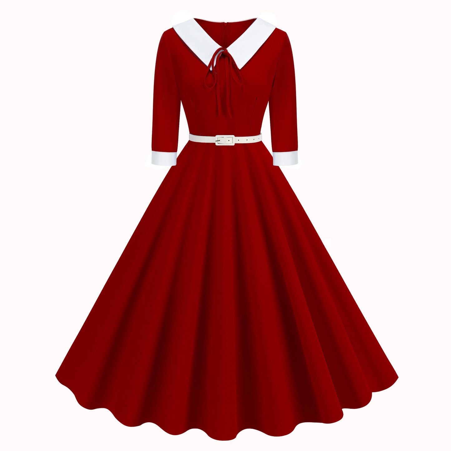 Women's Autumn Contrast Color Lapels Artistic Temperament Dresses
