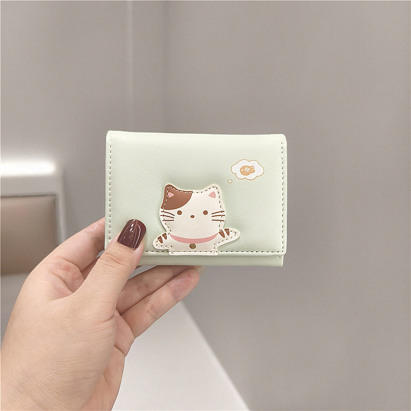 Women's Korean Style Patchwork Cute Cat Mini Ladies Wallets