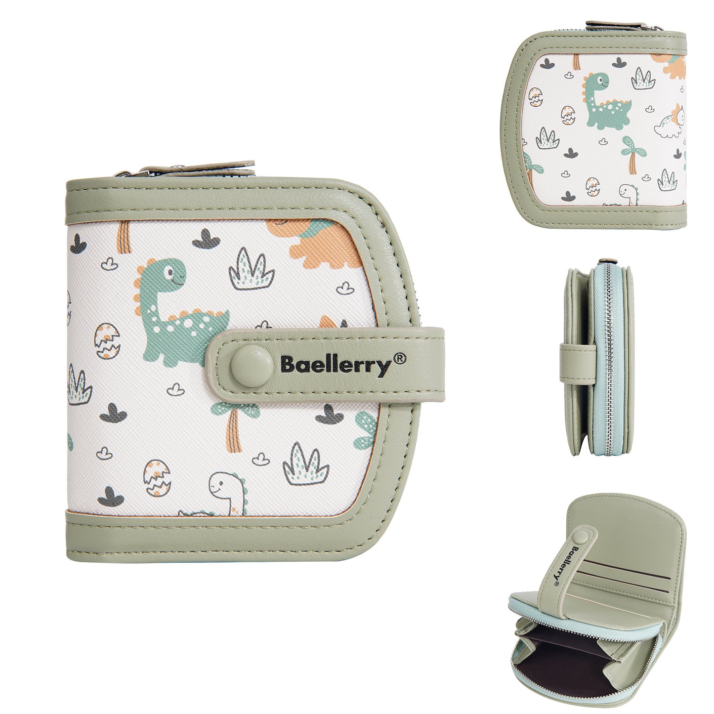 Women's Short Cute Cartoon Dinosaur Multiple Slots Ladies Wallets