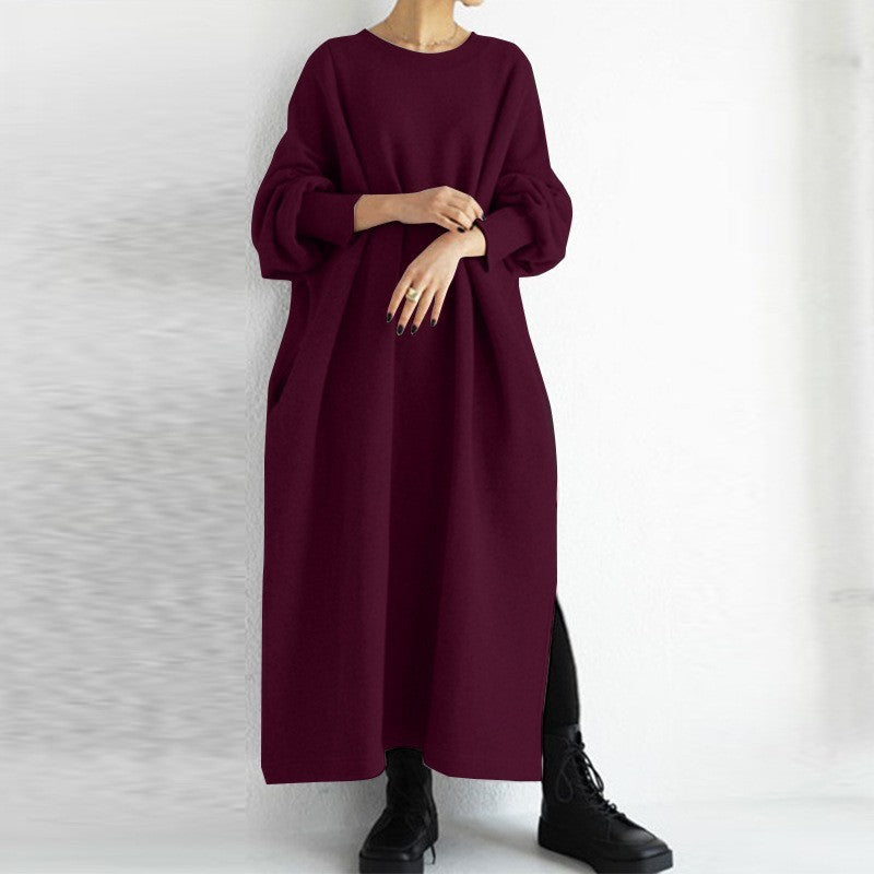 Crew Neck Cotton American Pullover Solid Color Hoodie Women's Sweater, Sweater