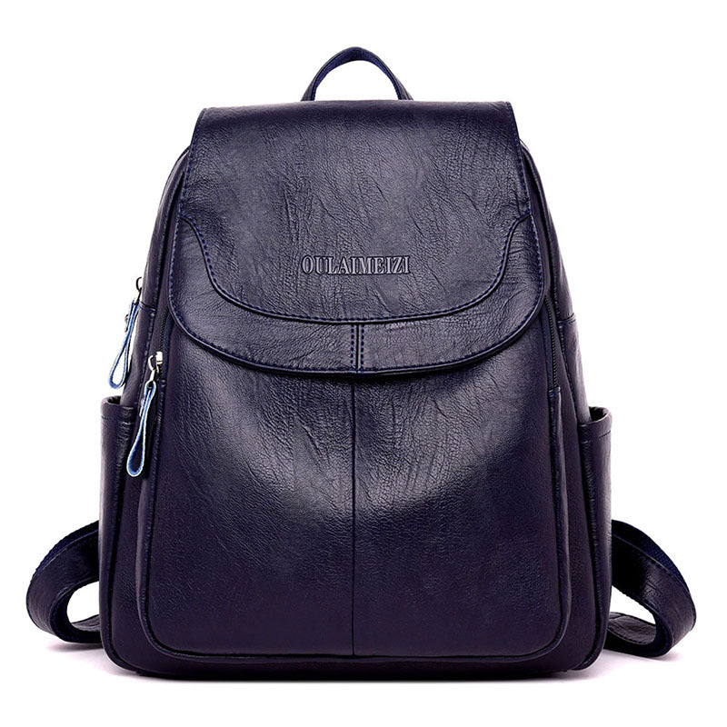 Women's Korean Soft Leather Sheepskin Pattern Fashion Backpacks
