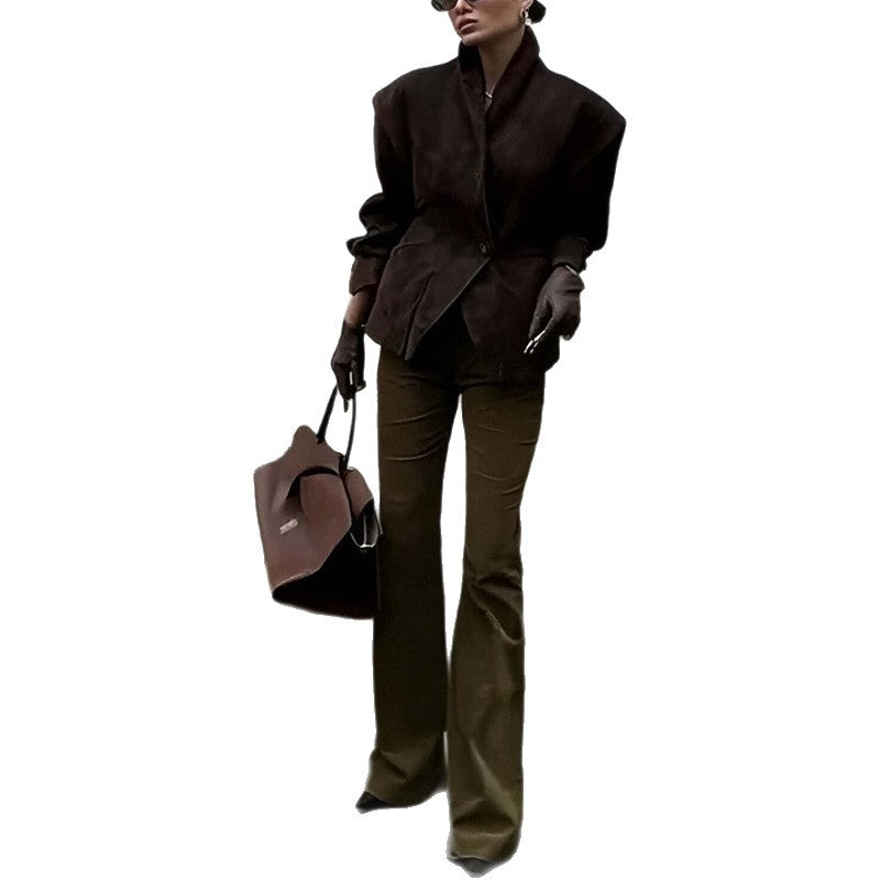 Fashion Casual All Match Retro Style Solid Color Jackets