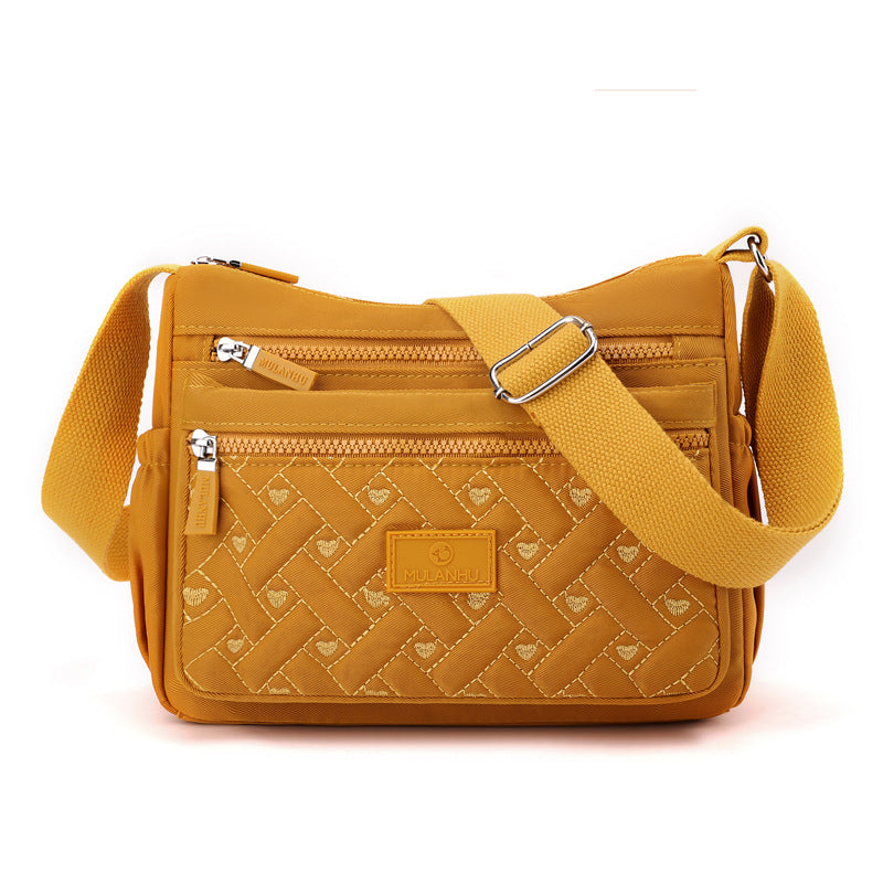 Women's Nylon Fashion Embroidered Large Capacity Multilayer Crossbody Bags