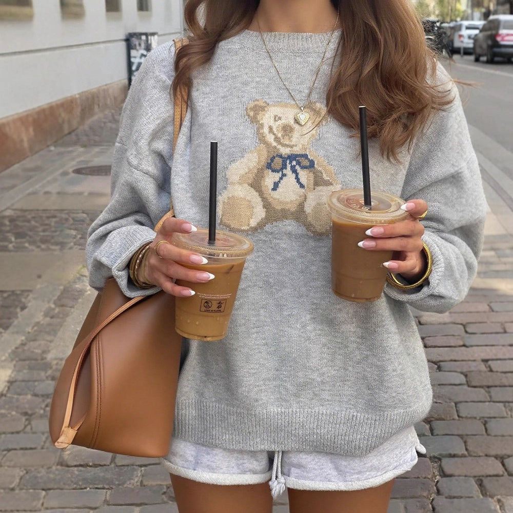 Women's Cartoon Bear Pattern Casual Lazy Winter Sweaters