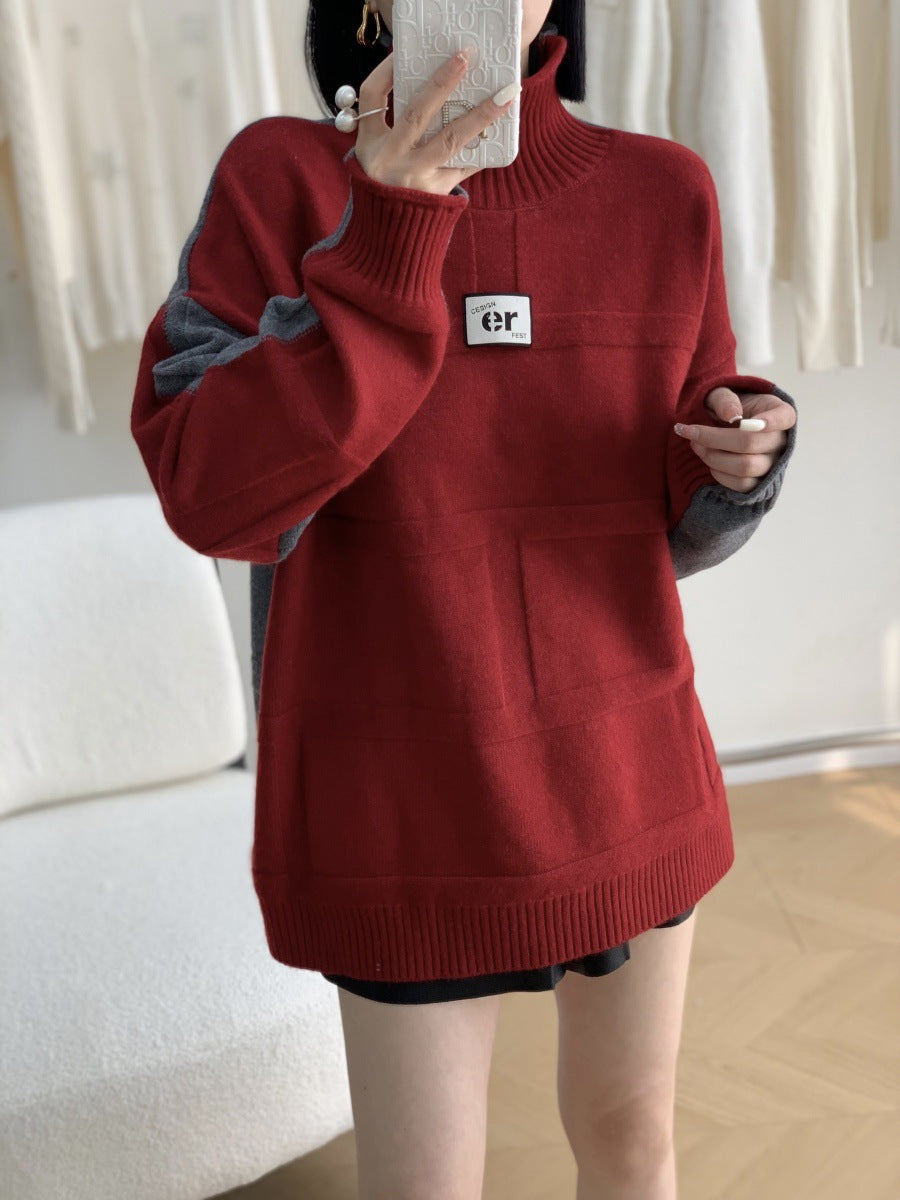 Pullover Loose Two-sided Wear Idle Style Large Version Outer Sweaters