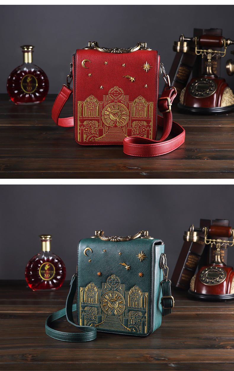 Women's Shape Back Personality Retro Embroidered Can Handbags