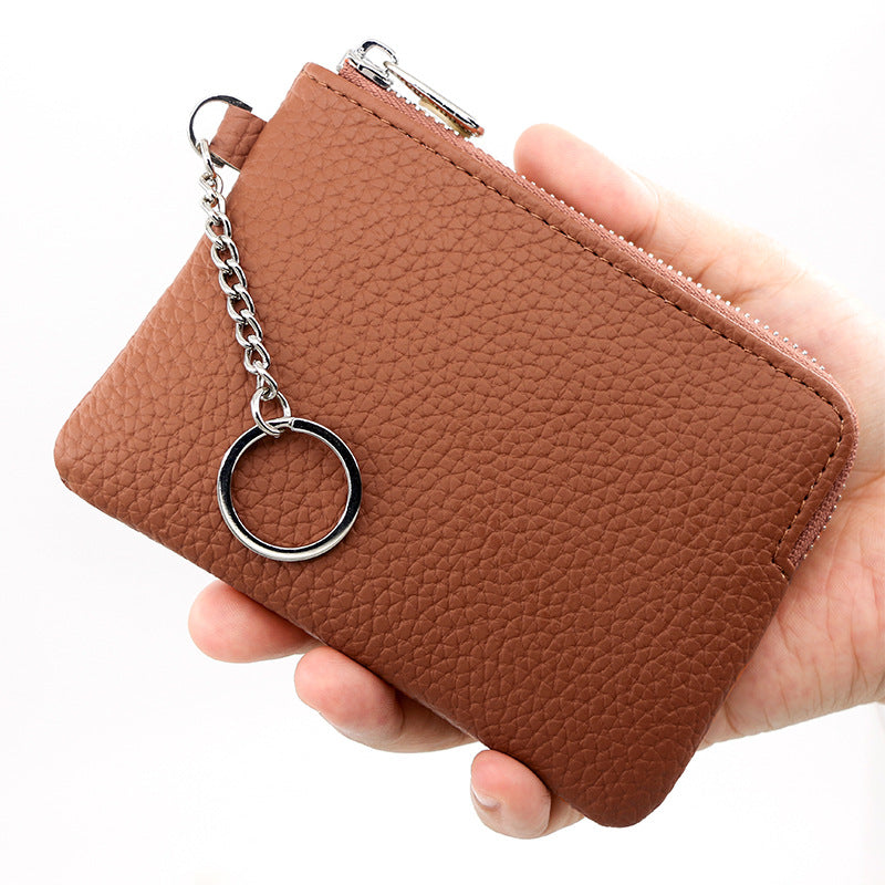 Simple Leather Multiple Slots Zipper Pocket Card Holder