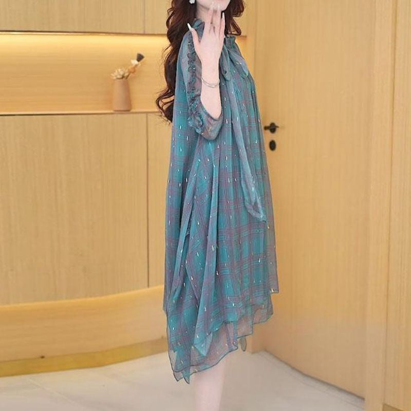 Women's Elegant Spring Fashion Chiffon Lace Printing Dresses