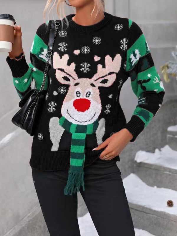 Christmas Elk Scarf Holiday With Lights Sweaters