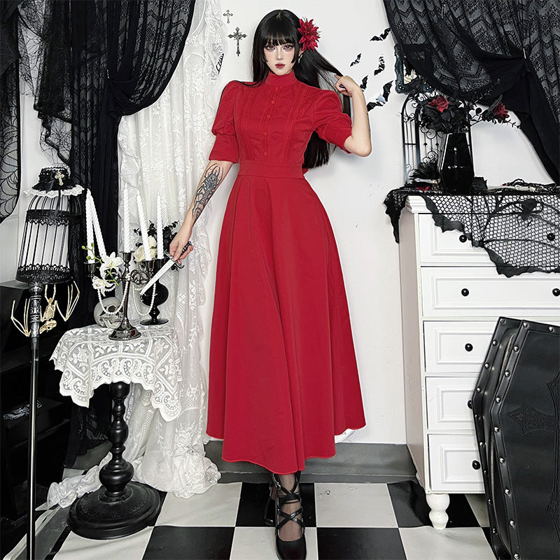 Style Pearl Red Dress Halloween Gothic Dresses
