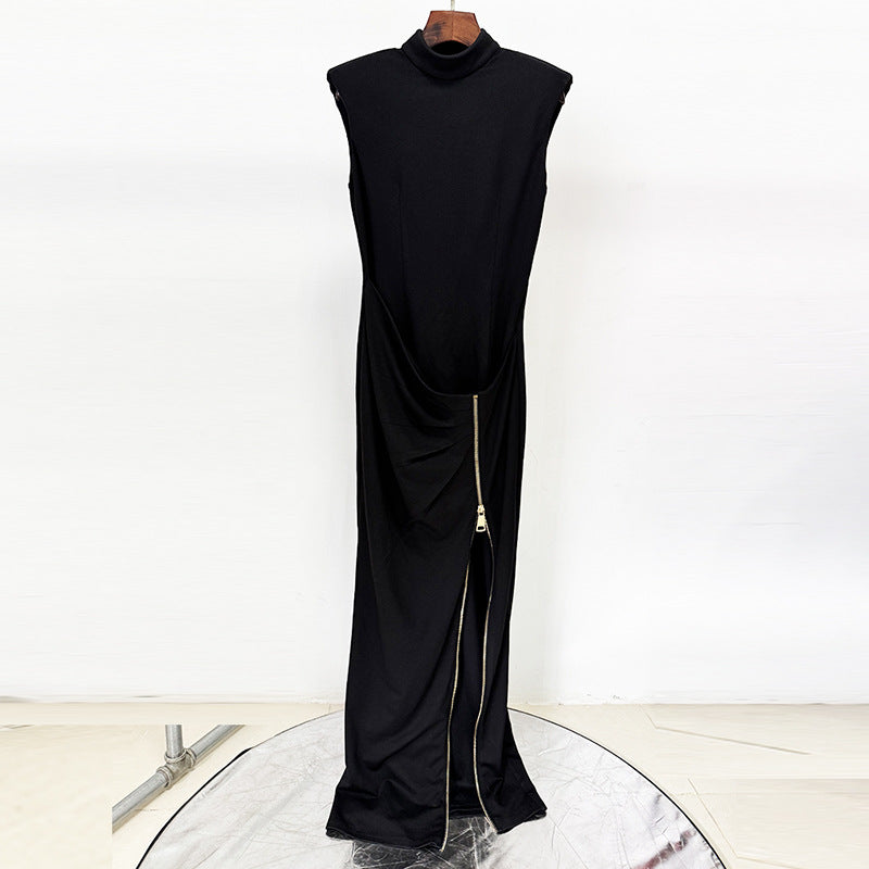 Sleeveless Zipper Split Stretch Long Dress Dresses