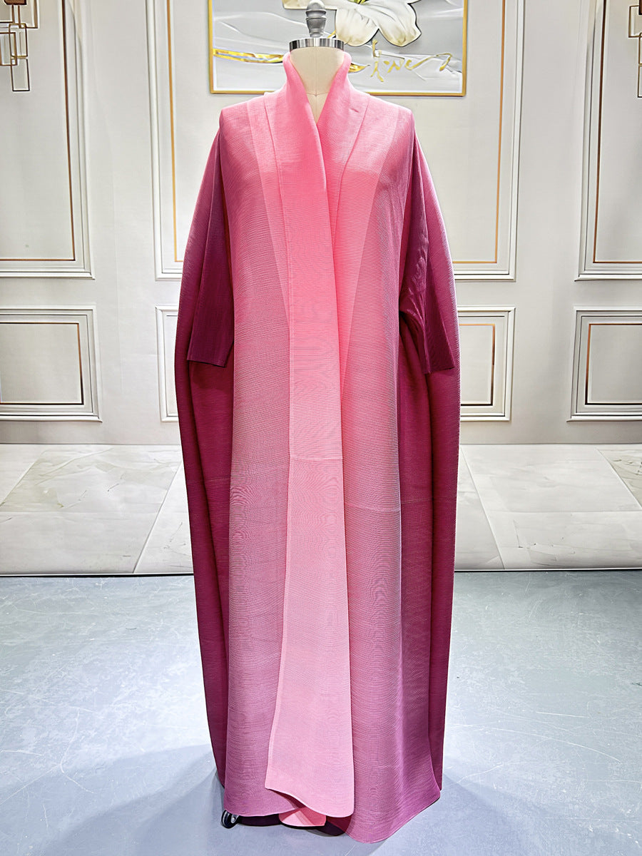Women's Pleated Gradient Trench High-grade Robe Arab Coats