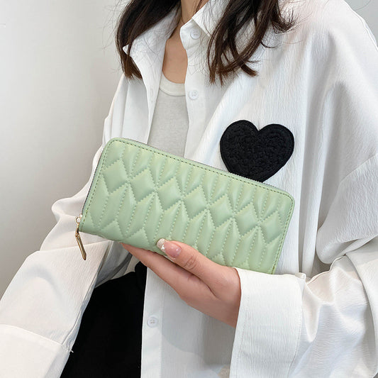 Women's Spring Indentation Mid-length Clutch Fashion Solid Ladies Wallets