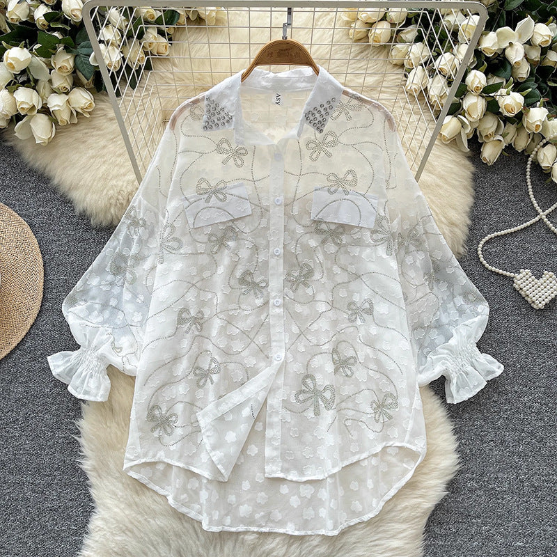 Women's Thin Long-sleeved Shirt Loose Slimming Casual Blouses