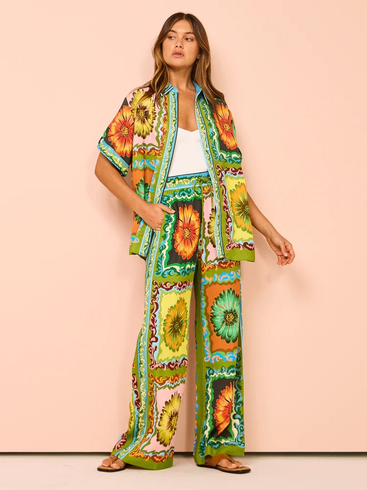 Fashion Personalized Printed Sleeve Vacation Leisure Suits