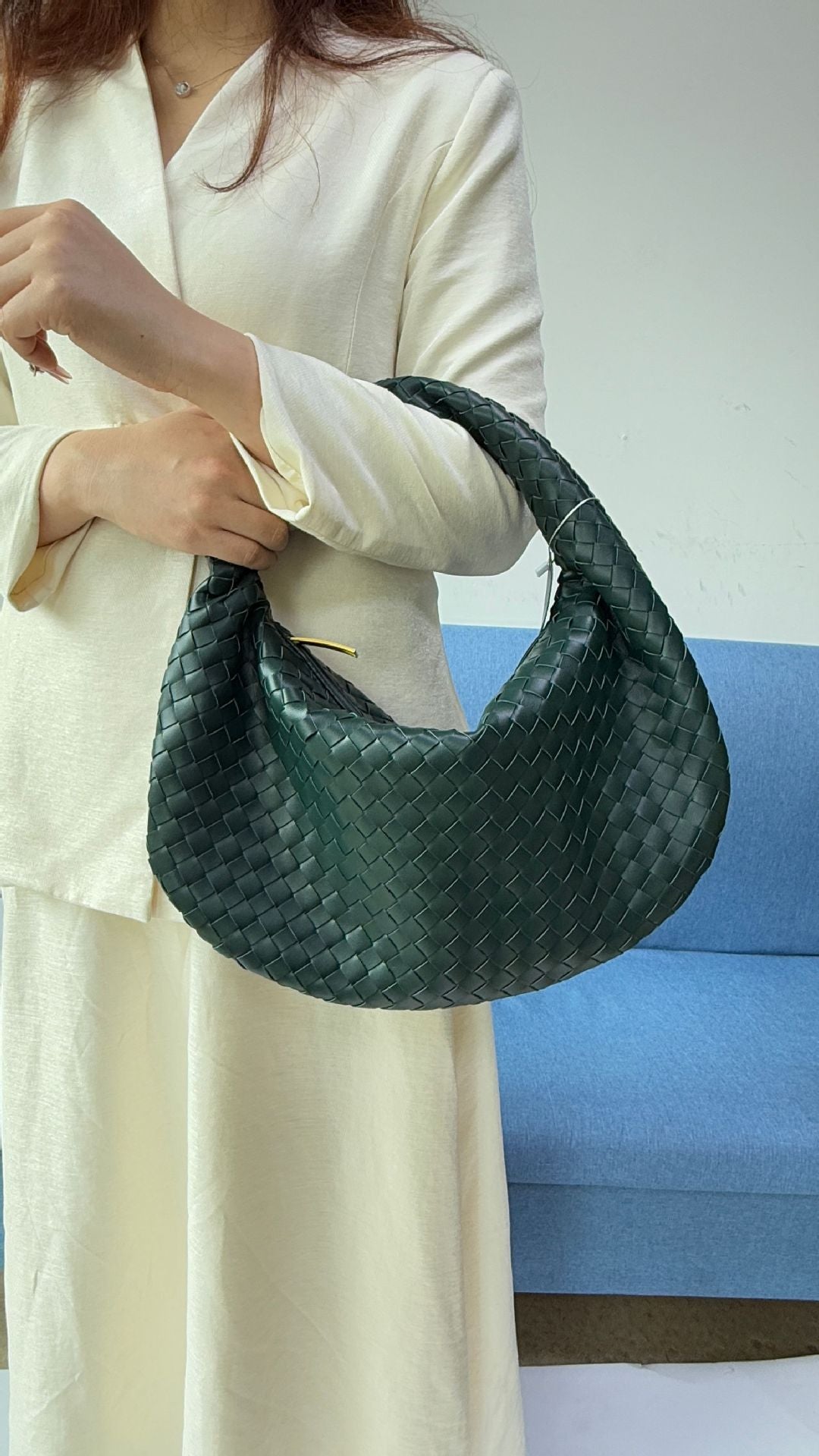Women's Denim Woven Fashion Portable Horn Bags