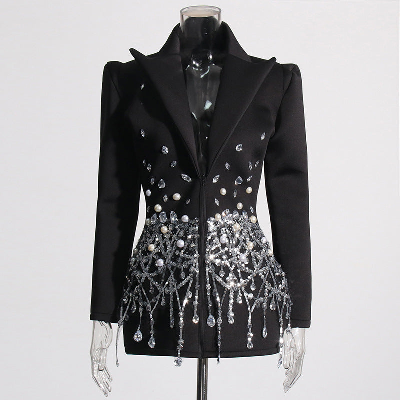 Women's Style Lapel Long Sleeve Butterfly Sequins Blazers
