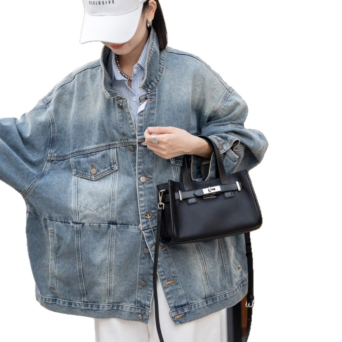 Women's High-grade Litchi Pattern First Layer Cowhide Handbags