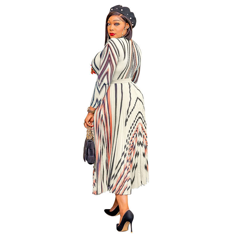 Women's Dress Autumn Chubby Printed Long Sleeve Dresses