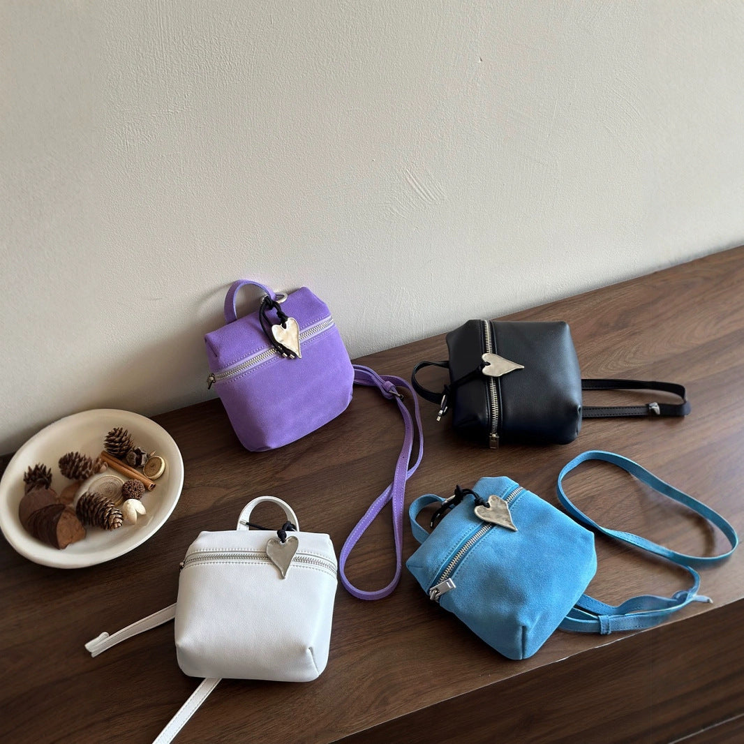 Cool Cowhide Genuine Leather Mini Love Crossbody Bags