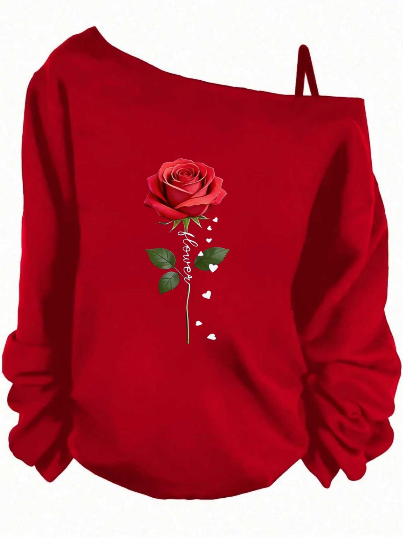 Women's Sling Solid Color Printing Long Sleeve Trendy Women's T-shirt