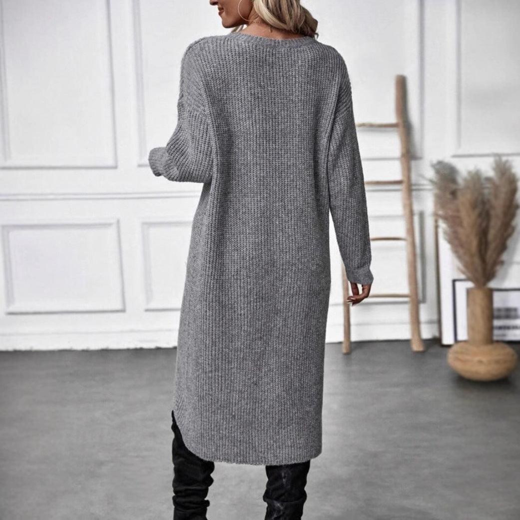 Women's Autumn Clothes Knitted Long Loose Dress Knitwear