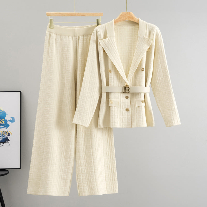 Women's Collar Knitting Graceful Fashionable Loose Two-piece Suits