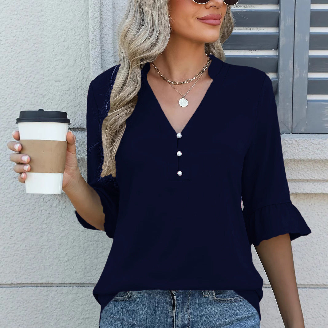 Women's Solid Color Ladies Fashion Shirt Women's T-shirt