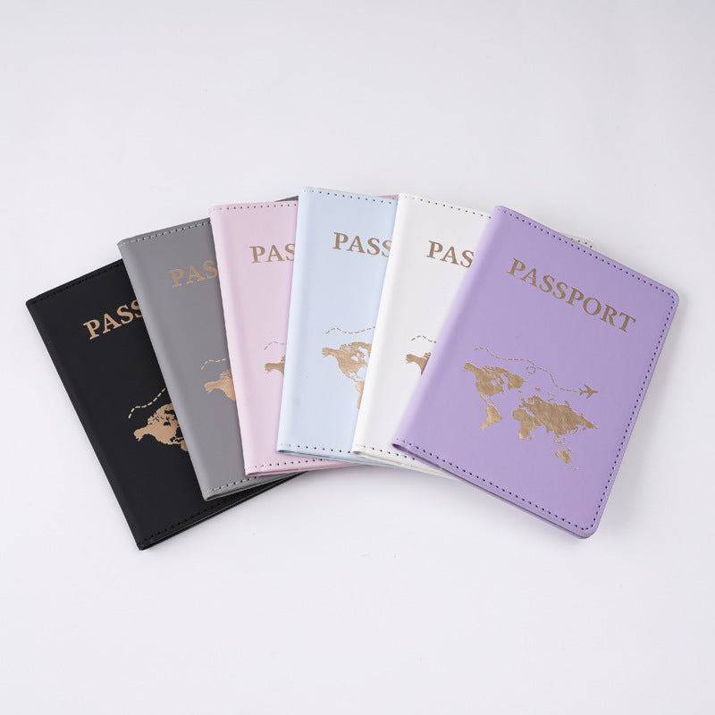 Oil Edge Bronzing Map Style Passport Cover Card Holder