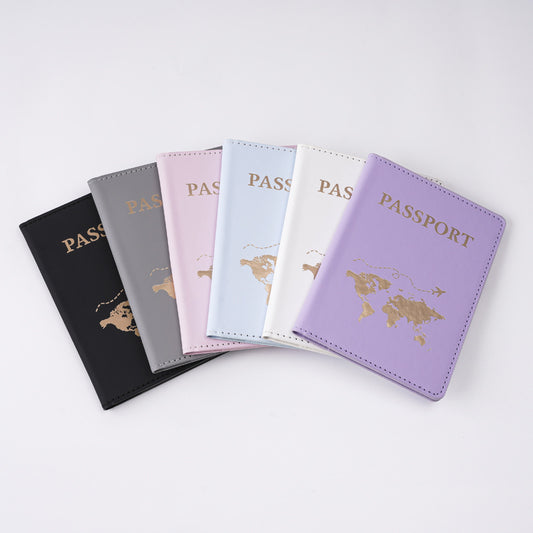Oil Edge Bronzing Map Style Passport Cover Card Holder