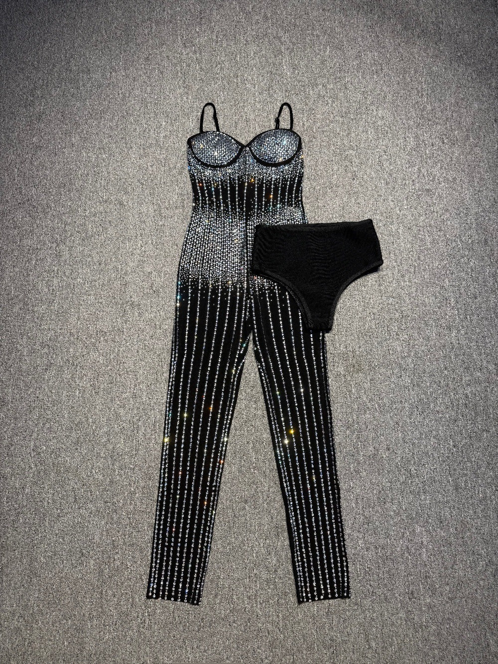 Women's Rhinestone High Waist Sling Figure Flattering Jumpsuits