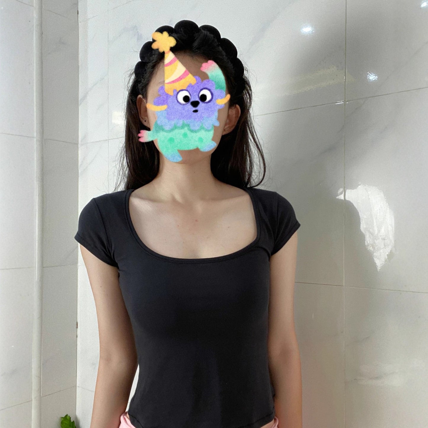 Hot Square Collar Slimming Sleeve T-shirt Blouses