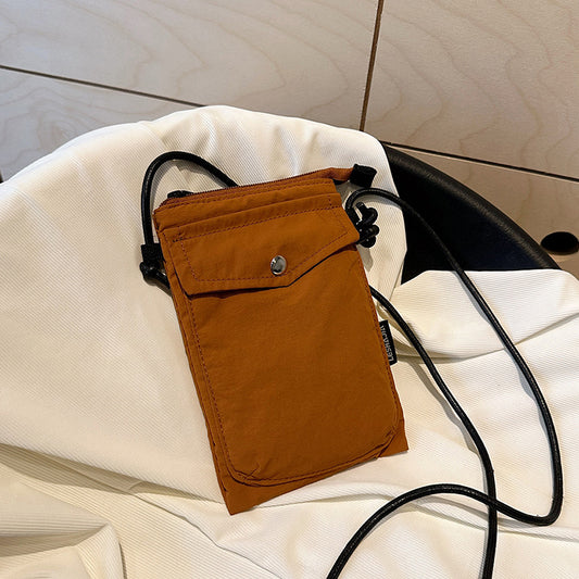 Women's Nylon Vertical Mobile Simple Earphone Cloth Phone Bags