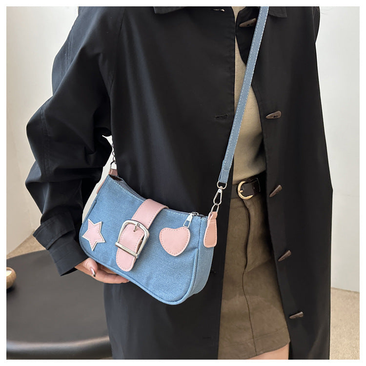 Five-pointed Star One Female Denim Autumn Shoulder Bags