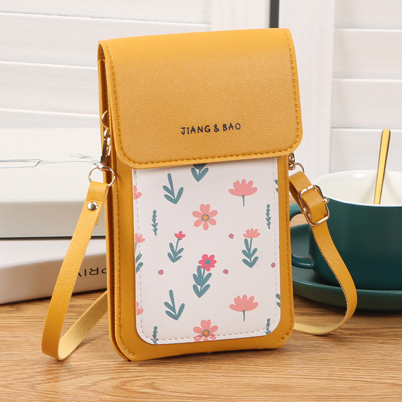 Women's Touch Screen Compact Mini Printed Charging Phone Bags