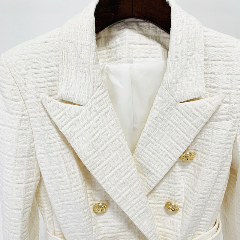 Slim Fit Maze Graphic Cotton Linen Blazers