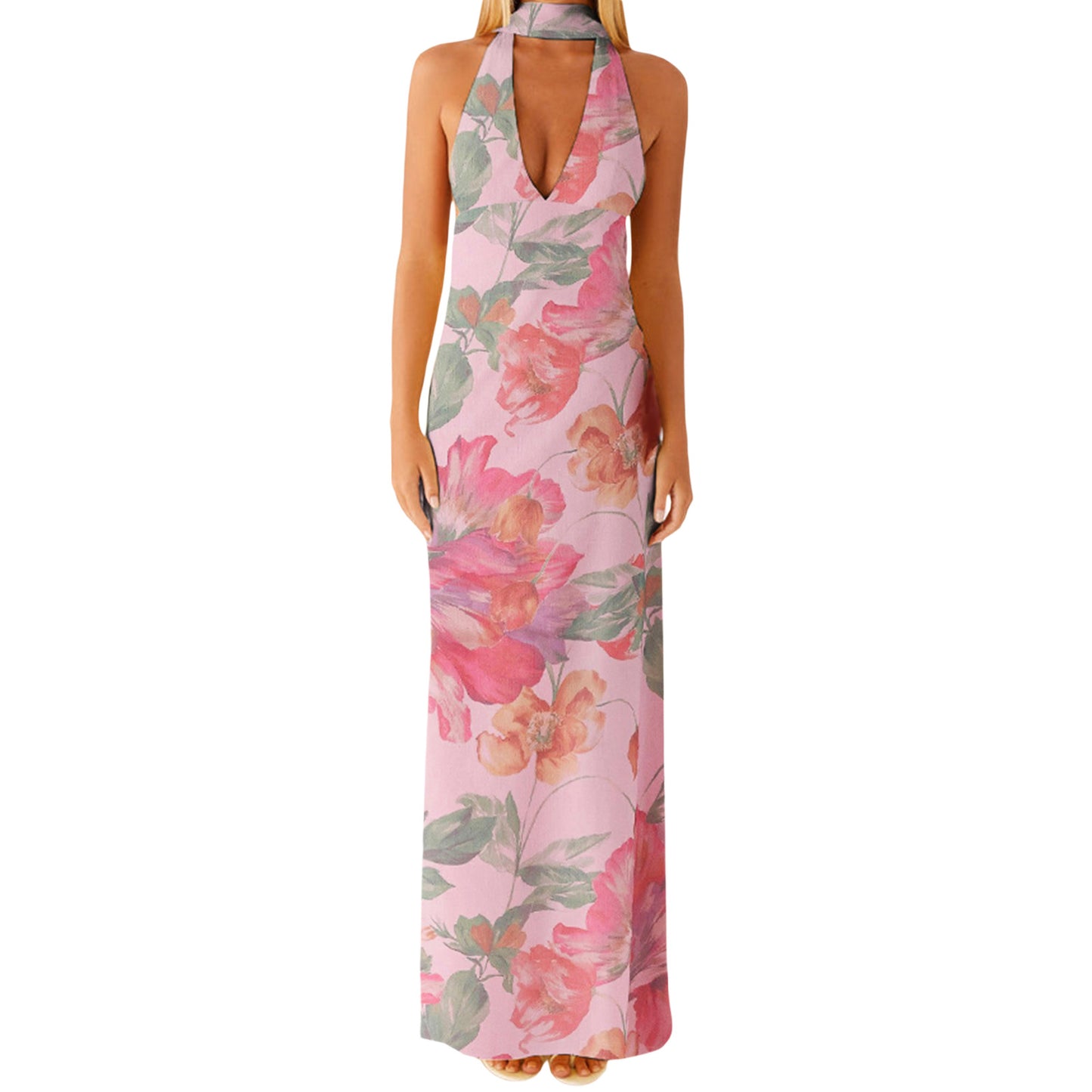 Women's Dress Deep Collar Backless Tight Formal Dresses