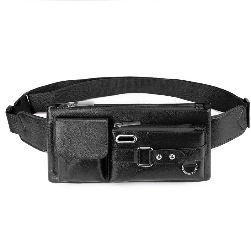 Men's Stylish Leather Korean Simple Black Men's Waist Packs