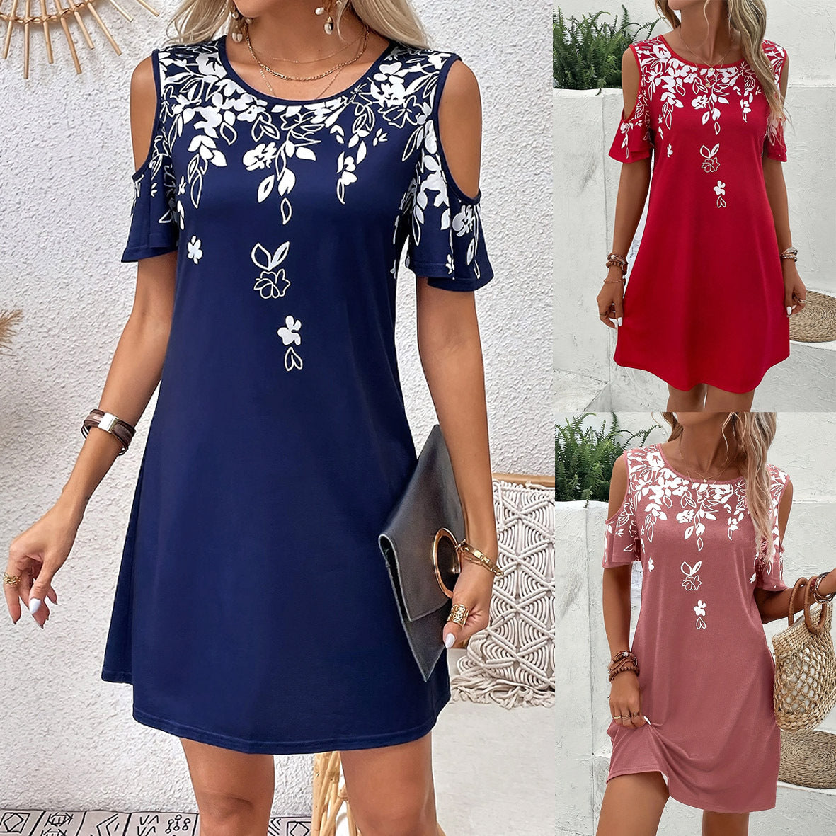 Women's Short-sleeved Simple Slim Fit Slimming Elegant Dress
