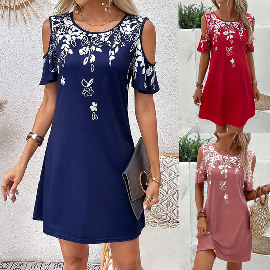 Women's Short-sleeved Simple Slim Fit Slimming Elegant Dress