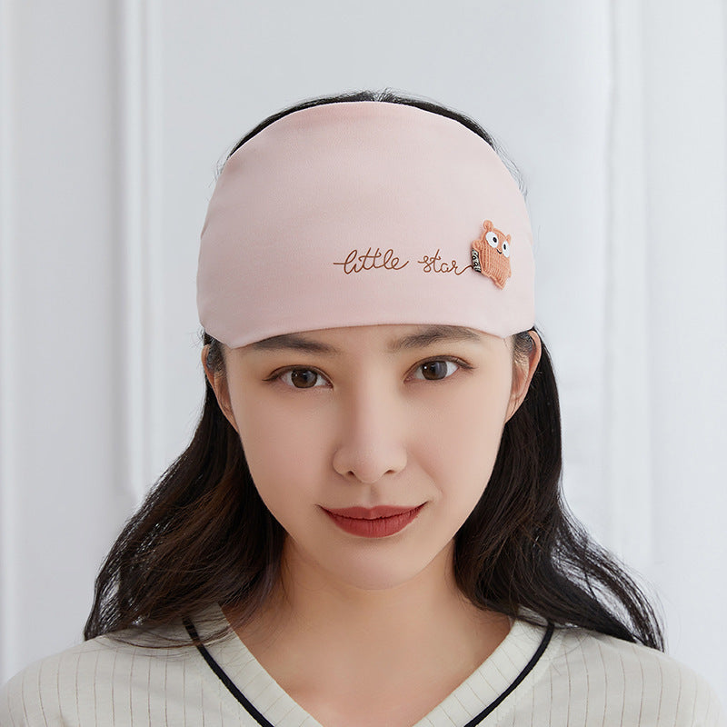 Women's Cotton Cartoon Flower Bear Confinement Headscarf Bags