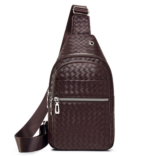 Men's Trendy Soft Leather Simple Waterproof Leisure Men's Chest Bags