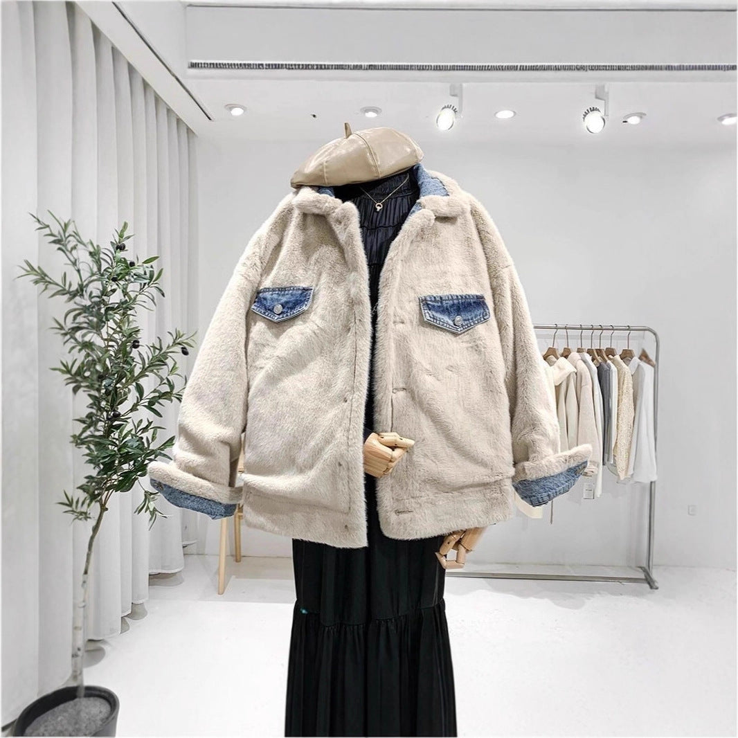 Women's Blue Denim Winter Fashionable Cotton Design Jackets