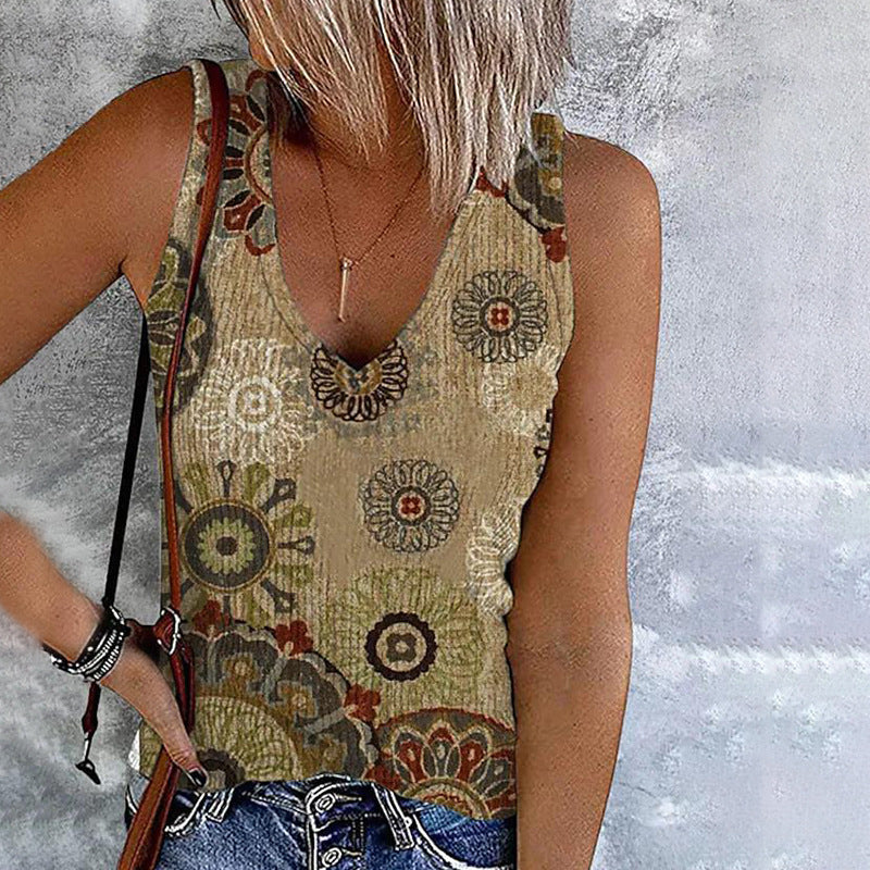 Women's Summer Casual Slimming Sleeveless Printed Vests